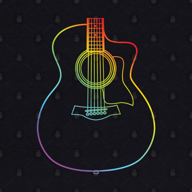 Auditorium Style Acoustic Guitar Body Colorful Outline by nightsworthy